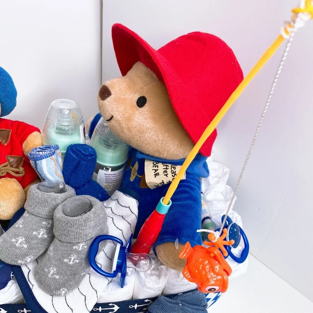 Boat Fisherman Diaper Cake, Twins Diaper Cake